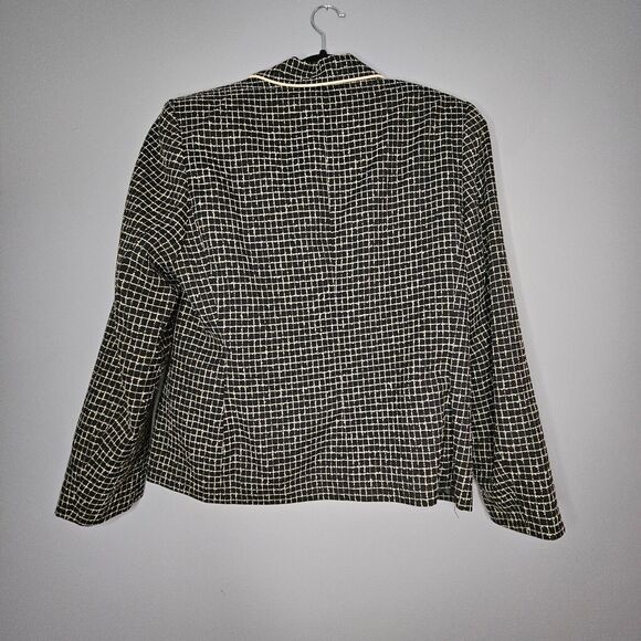 Vintage Emma James Liz Claiborne Black And Tan 3 Button Blazer Womens Size 12 - Picture 2 of 9